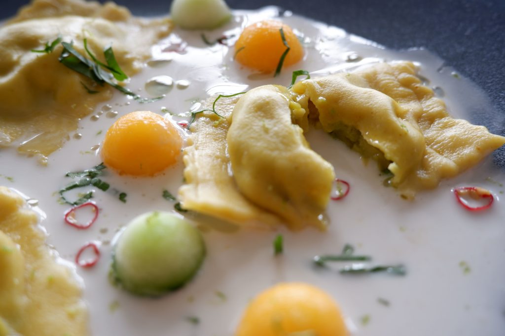 Avocado Ravioli Kokos Papaya